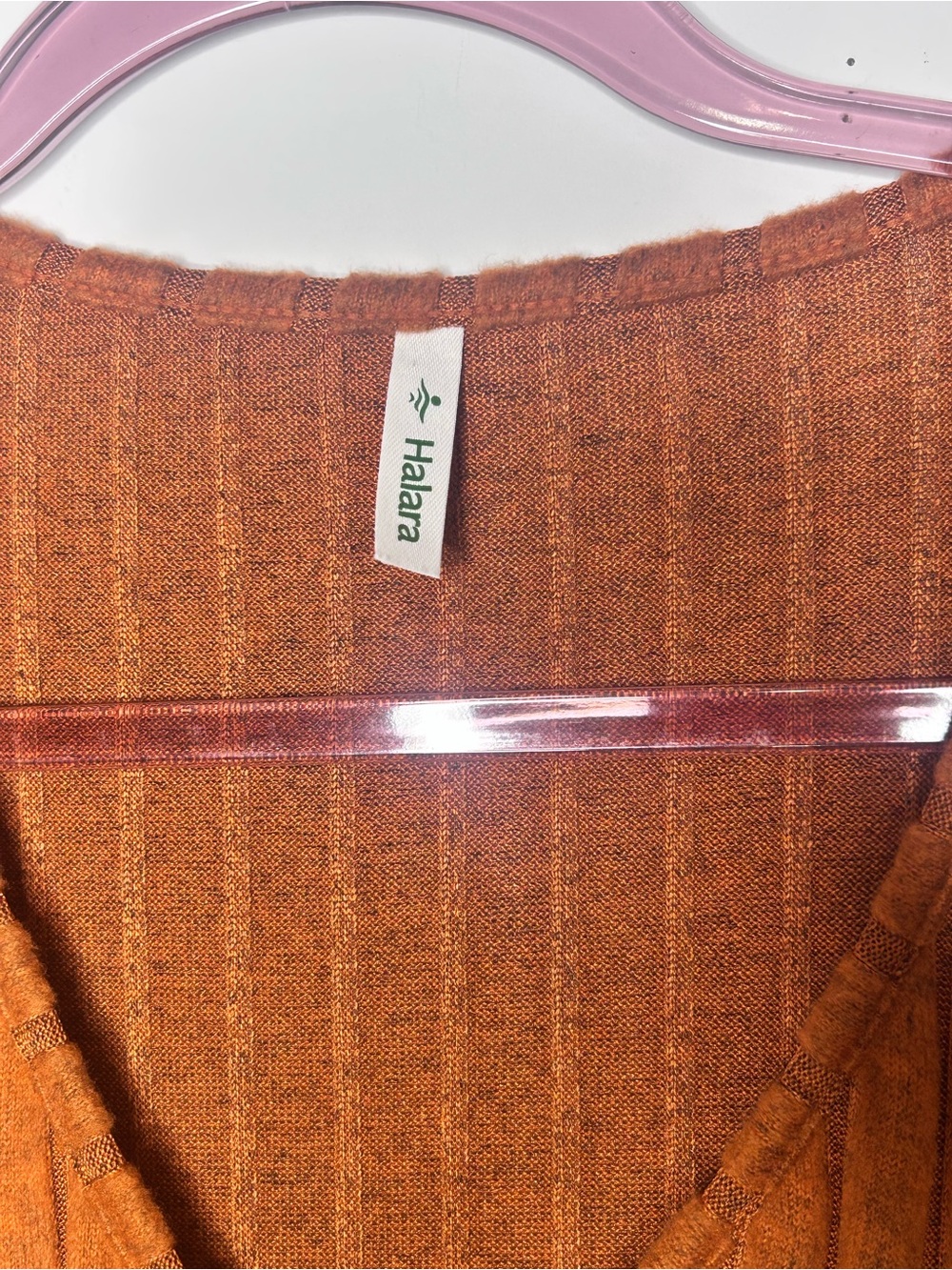 NWT Halara Ribbed Knit V-Neck Fit & Flare Mini Dress Earthy Brown Large - Picture 7 of 8